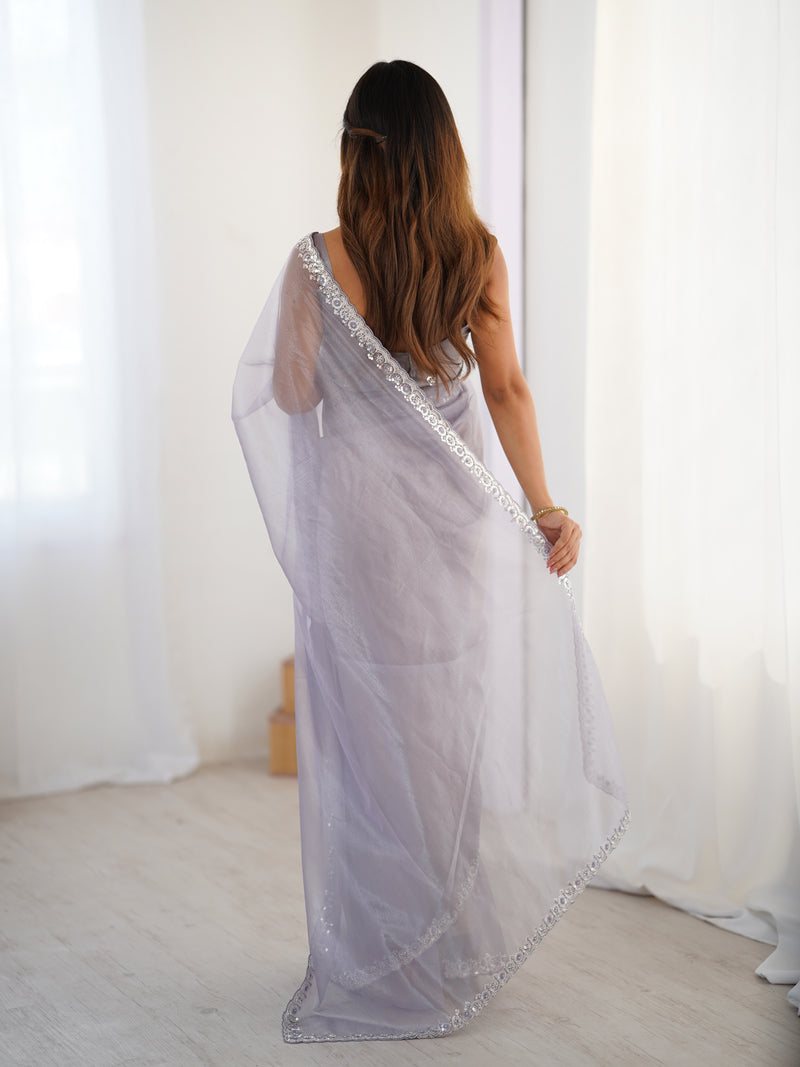 The Celestial Net Saree with Sequins Moti & Cutdana Work