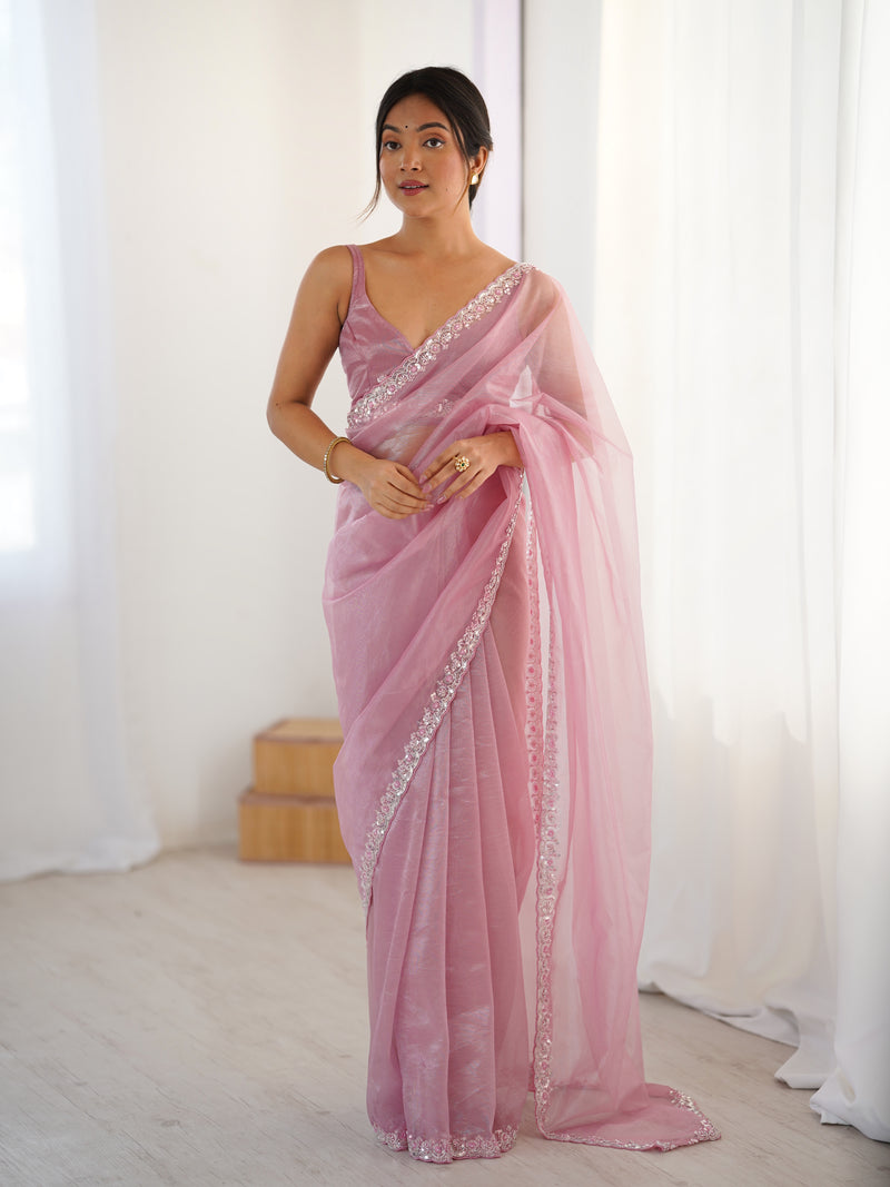 The Celestial Net Saree with Sequins Moti & Cutdana Work