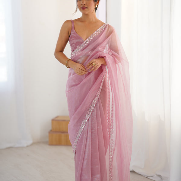 The Celestial Net Saree with Sequins Moti & Cutdana Work