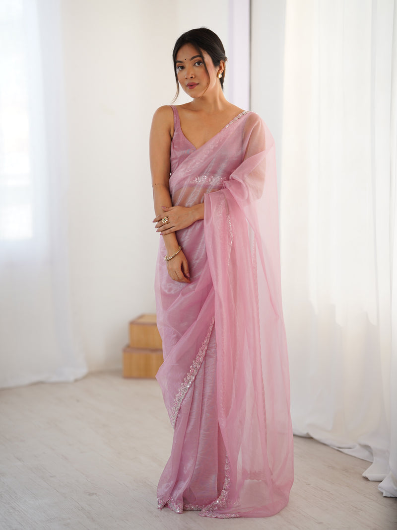 The Celestial Net Saree with Sequins Moti & Cutdana Work