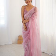 The Celestial Net Saree with Sequins Moti & Cutdana Work