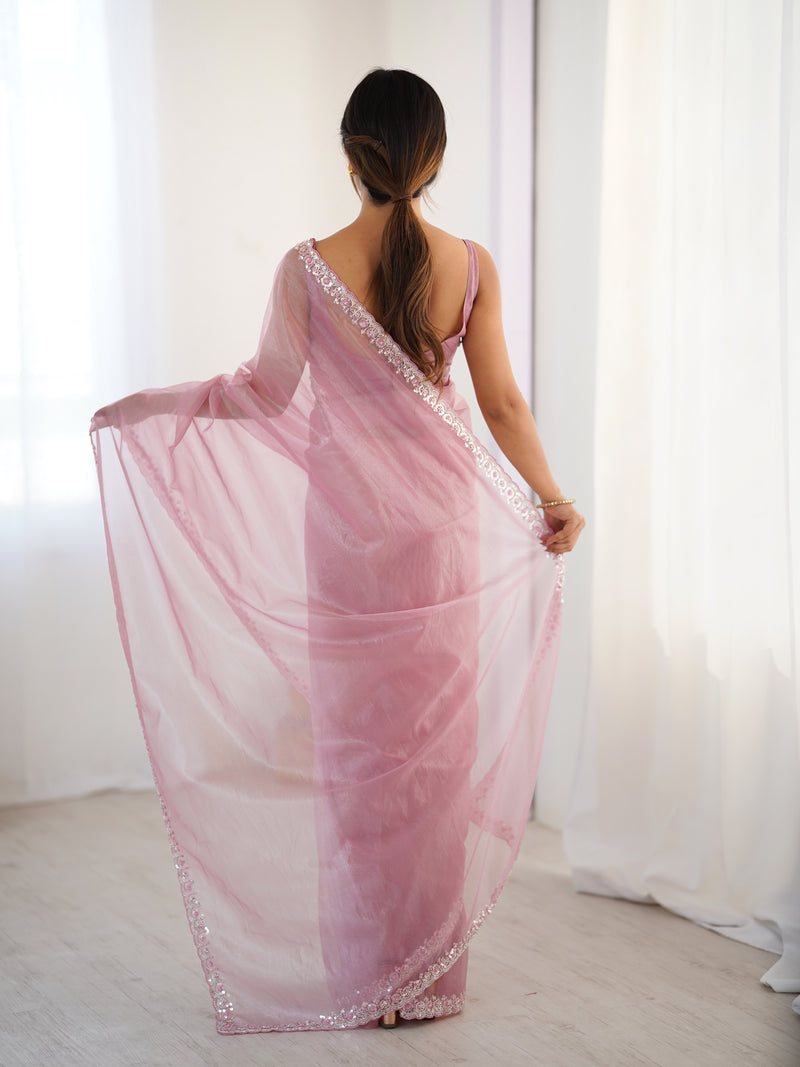 The Celestial Net Saree with Sequins Moti & Cutdana Work