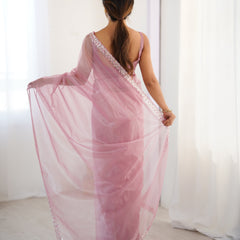 The Celestial Net Saree with Sequins Moti & Cutdana Work