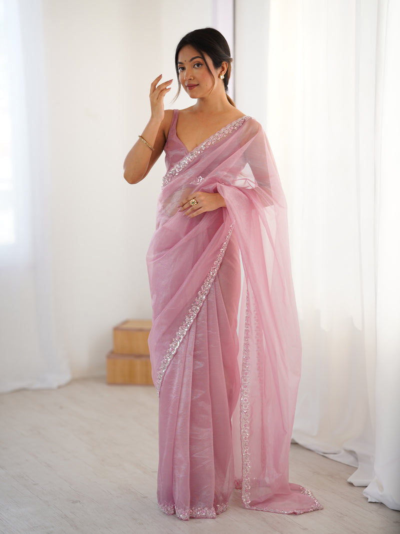 The Celestial Net Saree with Sequins Moti & Cutdana Work