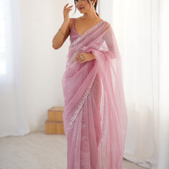 The Celestial Net Saree with Sequins Moti & Cutdana Work