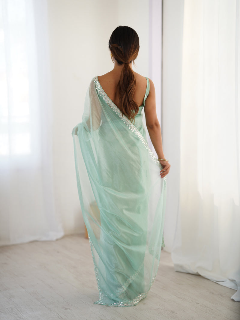 The Celestial Net Saree with Sequins Moti & Cutdana Work