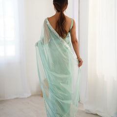 The Celestial Net Saree with Sequins Moti & Cutdana Work