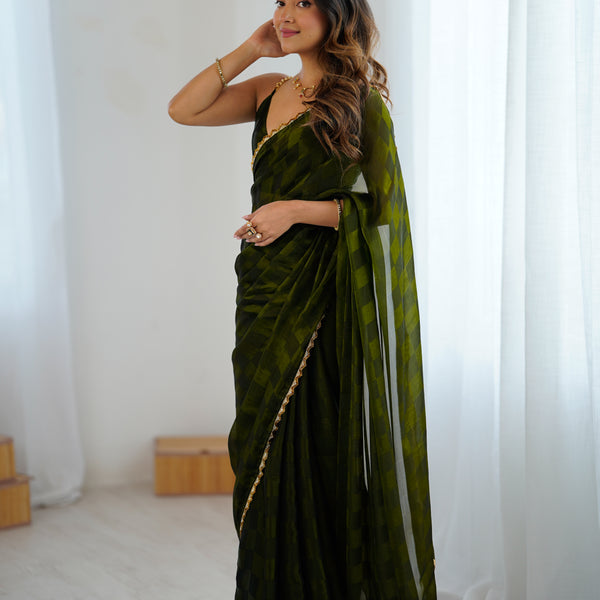 NC Chiffon with Cutdana  Border Lace Saree