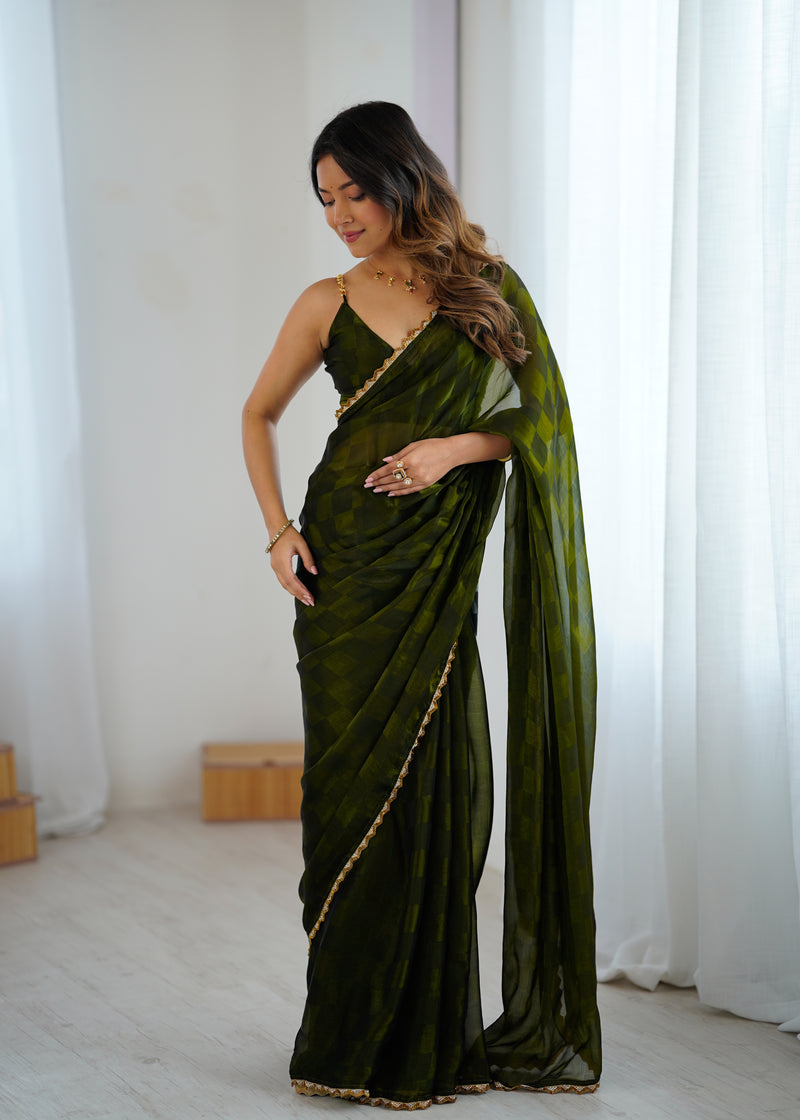 NC Chiffon with Cutdana  Border Lace Saree