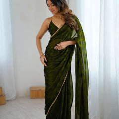 NC Chiffon with Cutdana  Border Lace Saree