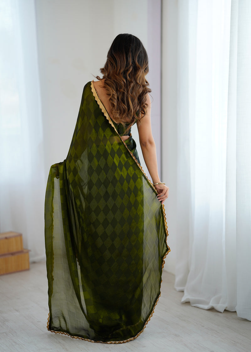 NC Chiffon with Cutdana  Border Lace Saree