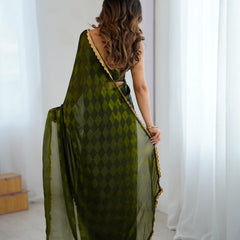 NC Chiffon with Cutdana  Border Lace Saree