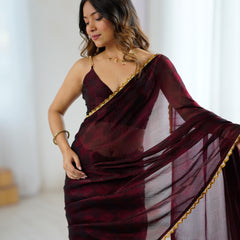 NC Chiffon with Cutdana  Border Lace Saree