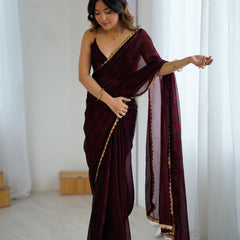 NC Chiffon with Cutdana  Border Lace Saree