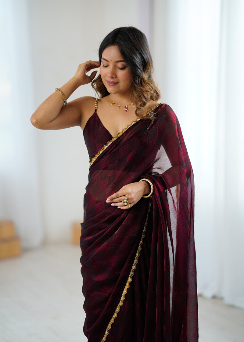 NC Chiffon with Cutdana  Border Lace Saree