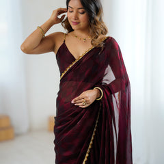 NC Chiffon with Cutdana  Border Lace Saree