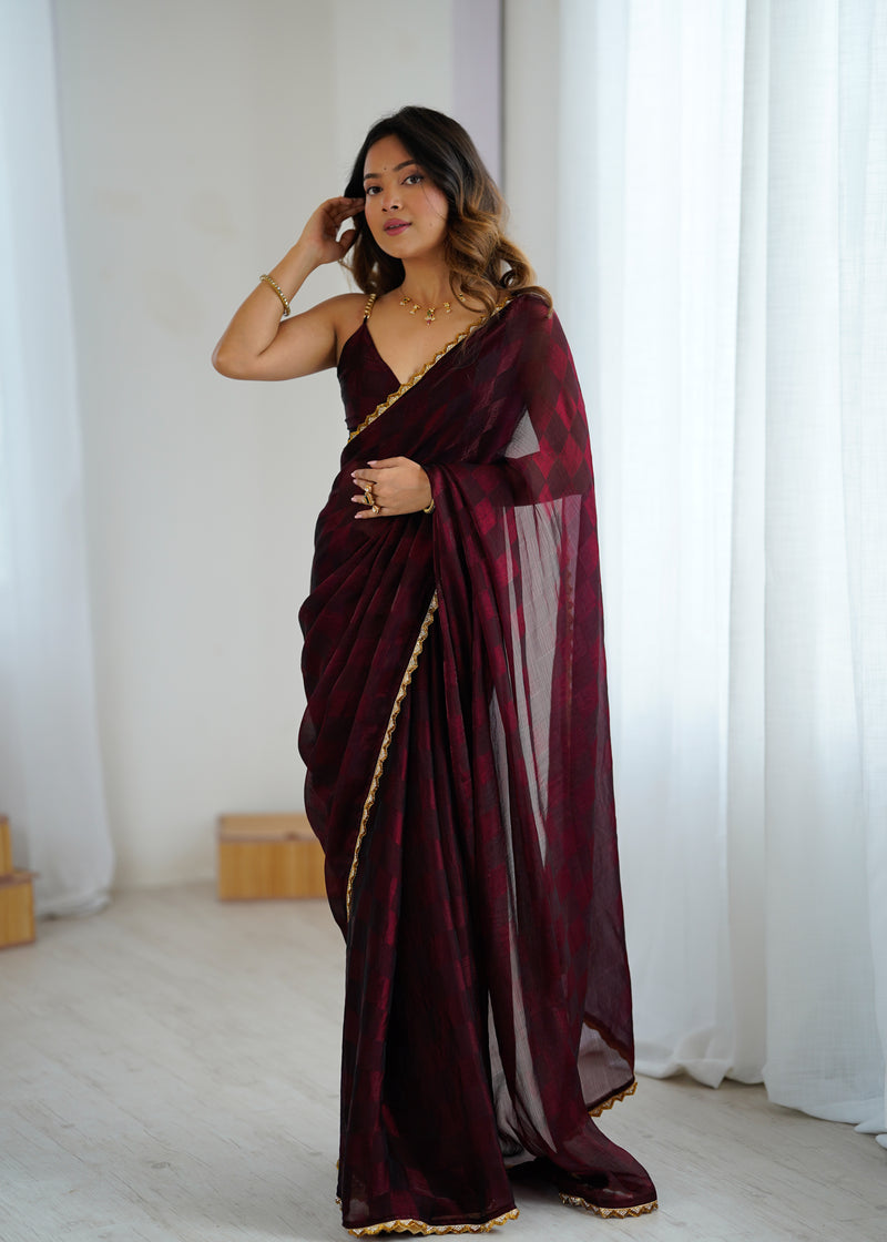 NC Chiffon with Cutdana  Border Lace Saree