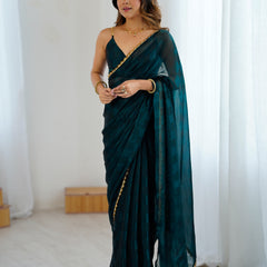 NC Chiffon with Cutdana  Border Lace Saree