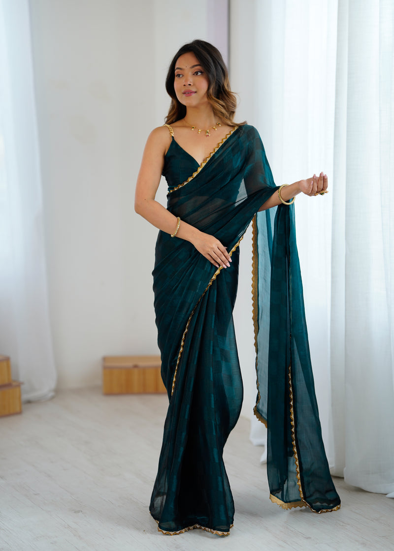 NC Chiffon with Cutdana  Border Lace Saree