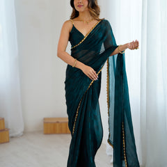 NC Chiffon with Cutdana  Border Lace Saree