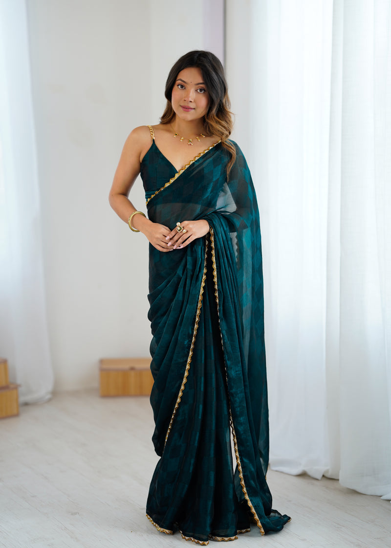 NC Chiffon with Cutdana  Border Lace Saree