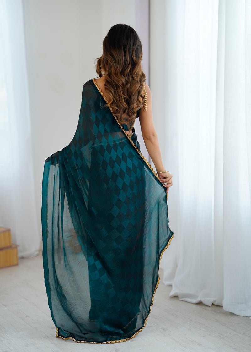 NC Chiffon with Cutdana  Border Lace Saree