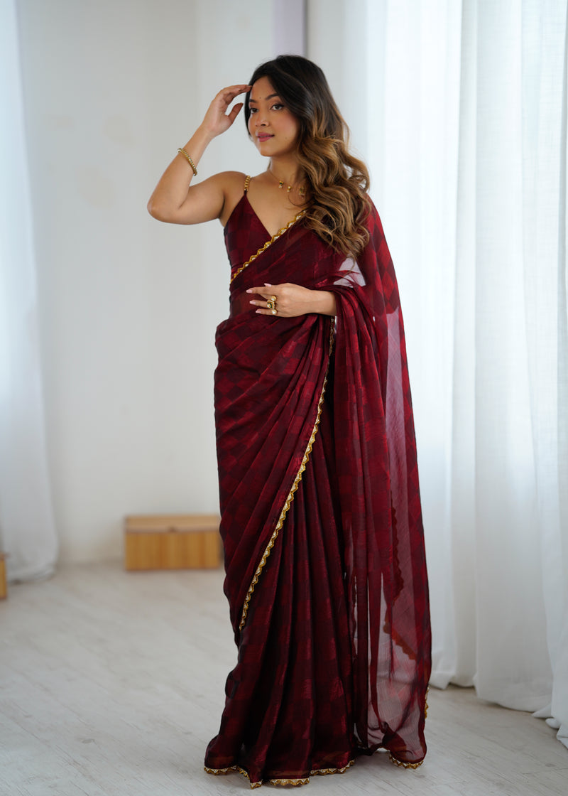 NC Chiffon with Cutdana  Border Lace Saree