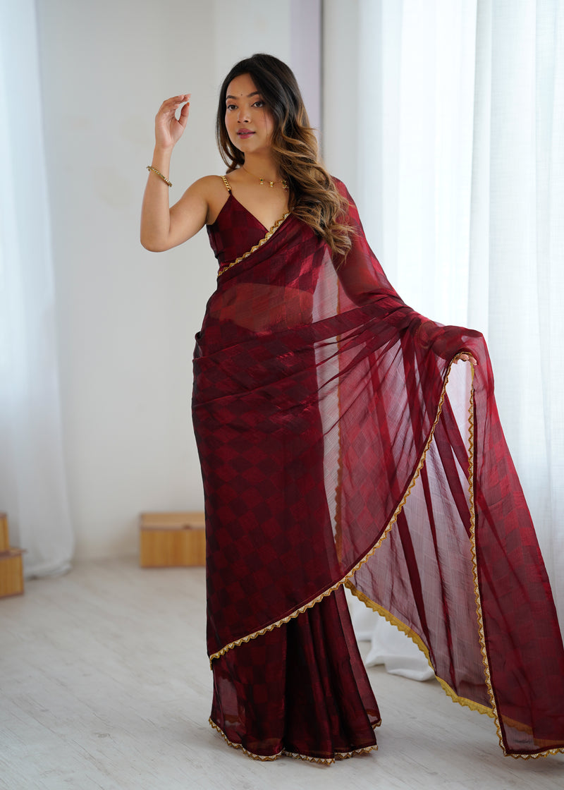 NC Chiffon with Cutdana  Border Lace Saree