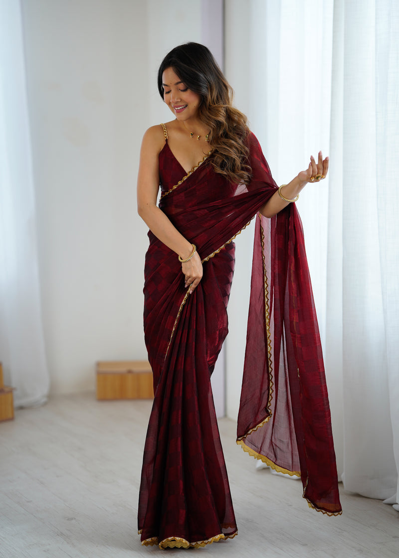 NC Chiffon with Cutdana  Border Lace Saree