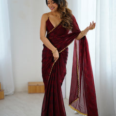 NC Chiffon with Cutdana  Border Lace Saree