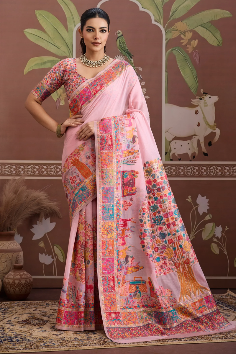 Luxurious Cotton Pashmina Weaving Saree