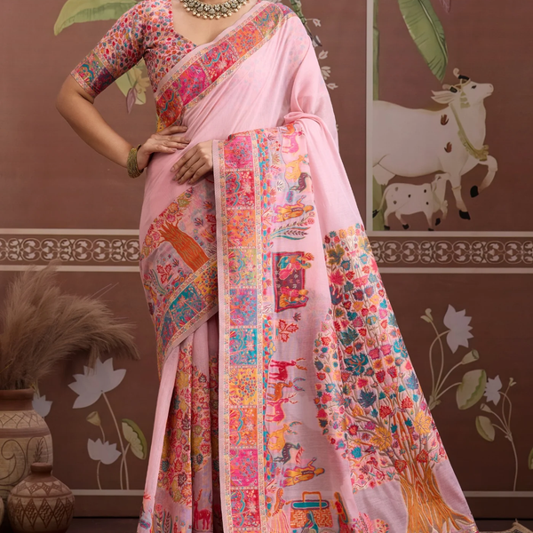 Luxurious Cotton Pashmina Weaving Saree