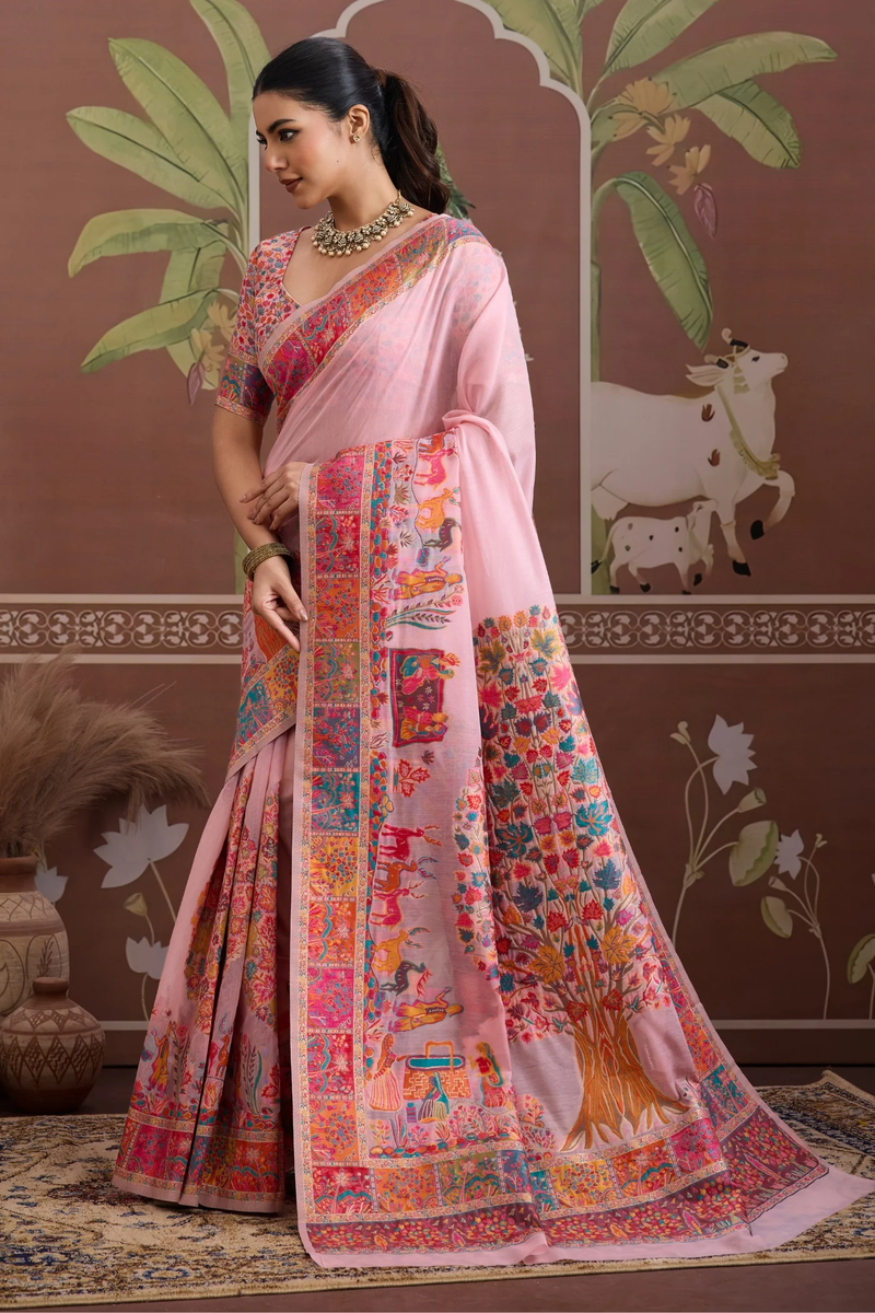 Luxurious Cotton Pashmina Weaving Saree