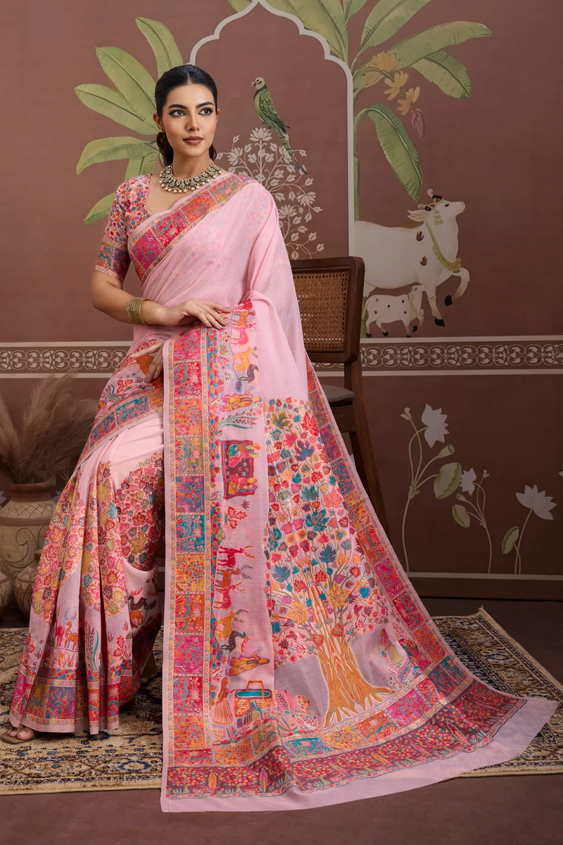 Luxurious Cotton Pashmina Weaving Saree