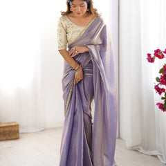 Fendy Satin Saree with Sequin Lace Border