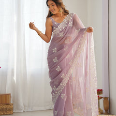 Shimmer Silk with Thread Work & Cut Border Saree