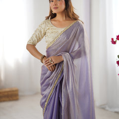 Fendy Satin Saree with Sequin Lace Border