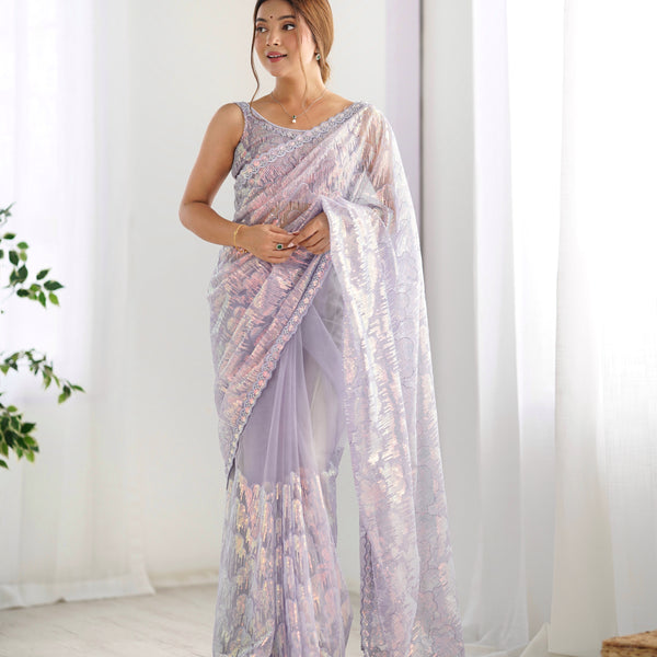 Butterfly Glow Saree Soft Net & 3mm Sequin Sparkle