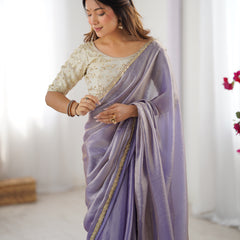 Fendy Satin Saree with Sequin Lace Border