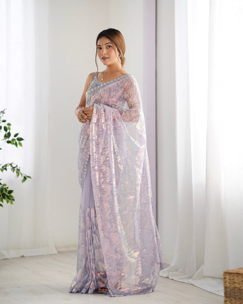 Butterfly Glow Saree Soft Net & 3mm Sequin Sparkle