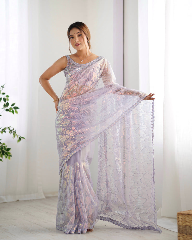 Butterfly Glow Saree Soft Net & 3mm Sequin Sparkle