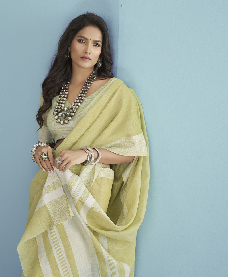 The Ethereal Chikankari Linen Silk Saree