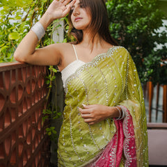 The Luminous Beaded Satin Saree