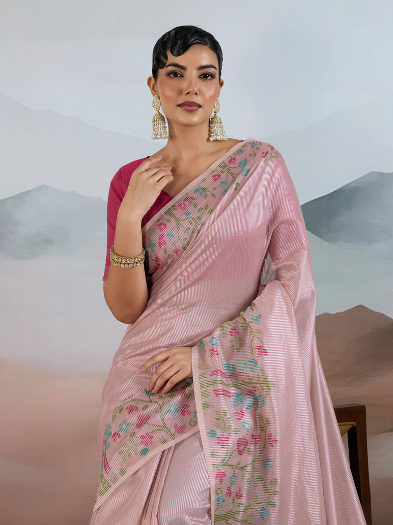 The Handloom Zari Tissue with Brasso Weaving Saree