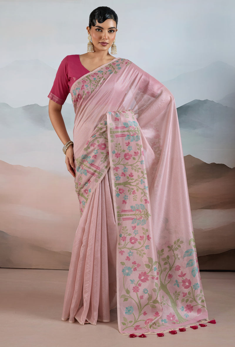 The Handloom Zari Tissue with Brasso Weaving Saree