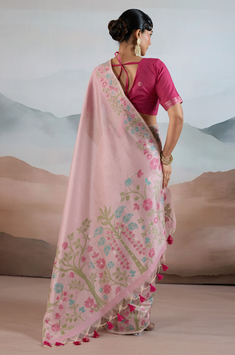 The Handloom Zari Tissue with Brasso Weaving Saree