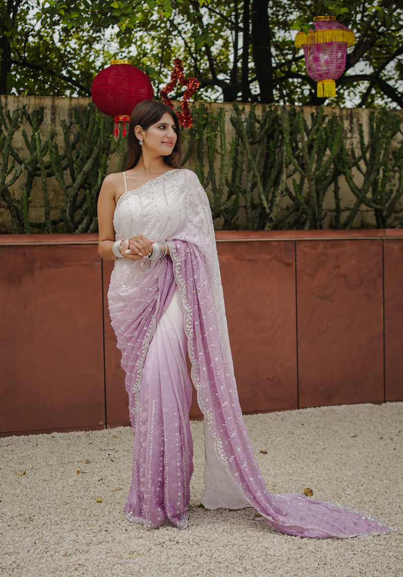 The Luminous Beaded Satin Saree