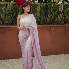 The Luminous Beaded Satin Saree