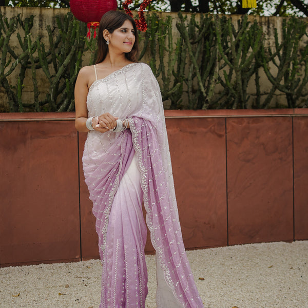 The Luminous Beaded Satin Saree