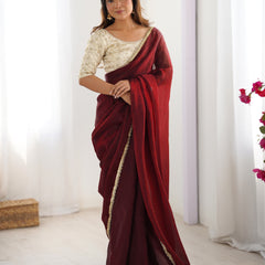 Fendy Satin Saree with Sequin Lace Border